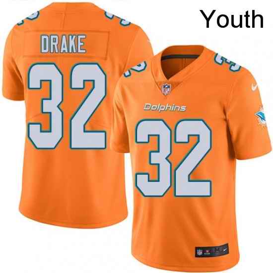Youth Nike Miami Dolphins 32 Kenyan Drake Limited Orange Rush Vapor Untouchable NFL Jersey